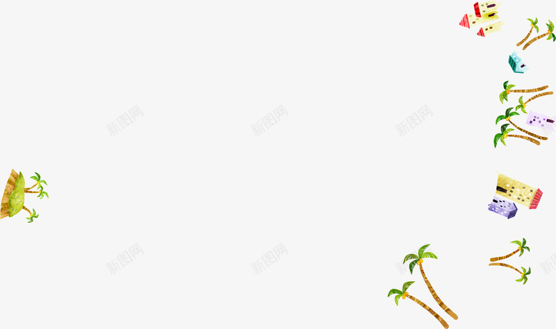 手绘创意夏日沙滩椰树png免抠素材_新图网 https://ixintu.com 创意 夏日 椰树 沙滩