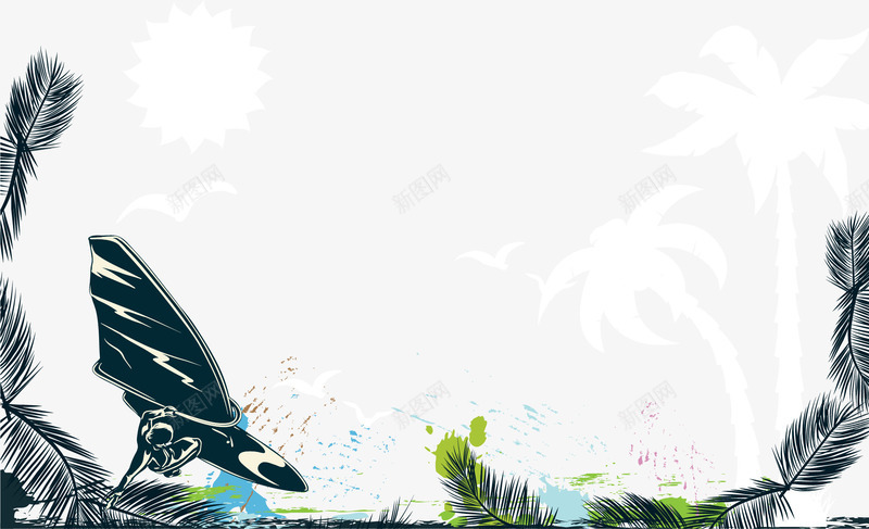 夏日椰子树背景装饰矢量图ai免抠素材_新图网 https://ixintu.com 夏日 椰子树 海浪 背景装饰 矢量图