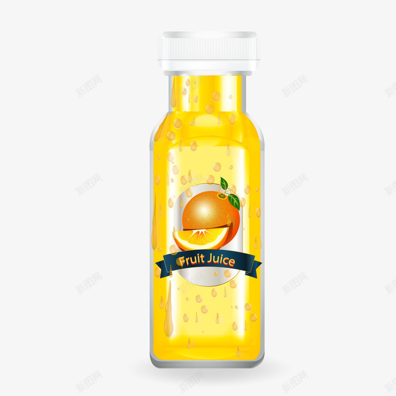 黄色橙汁饮料png免抠素材_新图网 https://ixintu.com 卡通瓶子 橙汁饮料 背景装饰 黄色饮料