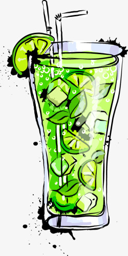 卡通饮料鸡尾酒绿色素材