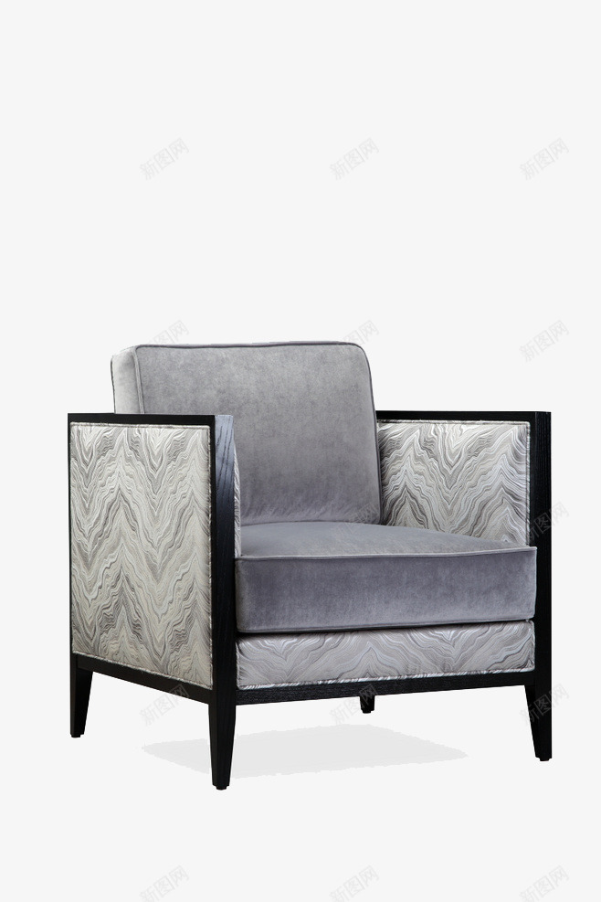 高级灰现代家具单人沙发png免抠素材_新图网 https://ixintu.com 沙发 装饰 风格 高级灰