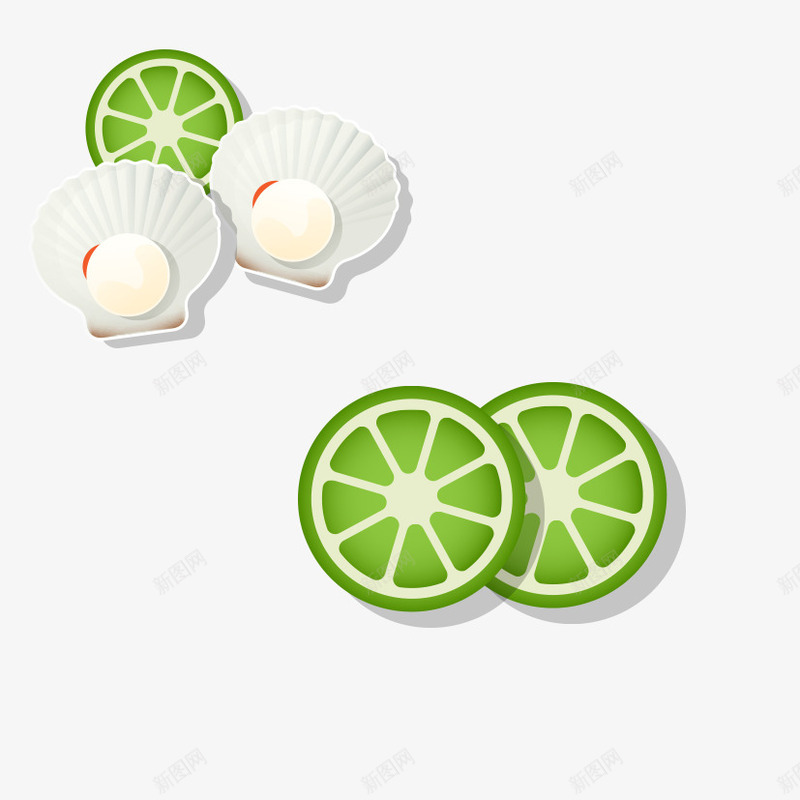绿柠檬png免抠素材_新图网 https://ixintu.com 卡通素材 手绘柠檬 柠檬素材 贝壳