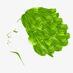 绿发绿发女子头像脸部轮廓剪影高清图片