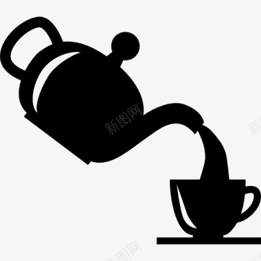 一杯茶从茶壶图标图标
