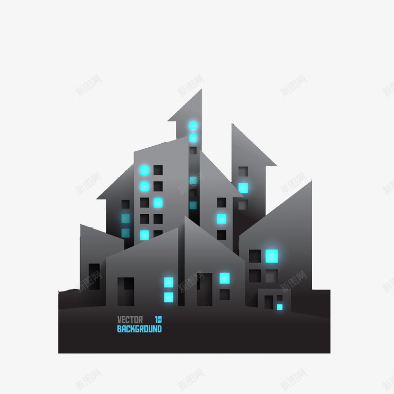 夜晚的城市建筑剪纸png免抠素材_新图网 https://ixintu.com 3D纸片 剪纸 城市