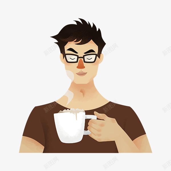 喝咖啡的男孩png免抠素材_新图网 https://ixintu.com 创意 动漫 可爱的 咖啡 彩色 手绘的 现代 男孩