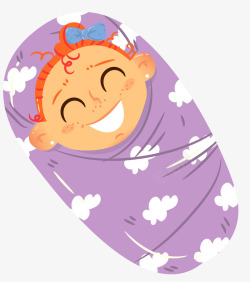 紫色包袱喜乐表情可爱卡通婴儿矢矢量图素材