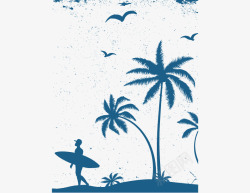 冲浪椰子树背景装饰素材