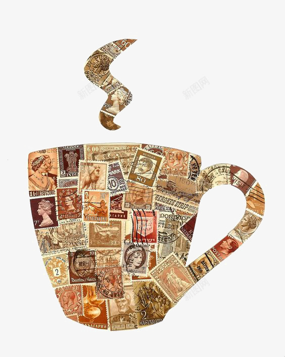 创意咖啡杯png免抠素材_新图网 https://ixintu.com 复古相片 废土风咖啡杯 照片 邮票咖啡杯