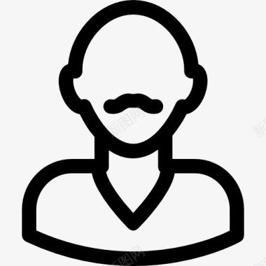 秃头的男人留胡子的图标图标