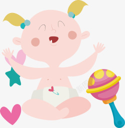 宝贝彩色玩具卡通可爱婴儿用品设矢量图素材