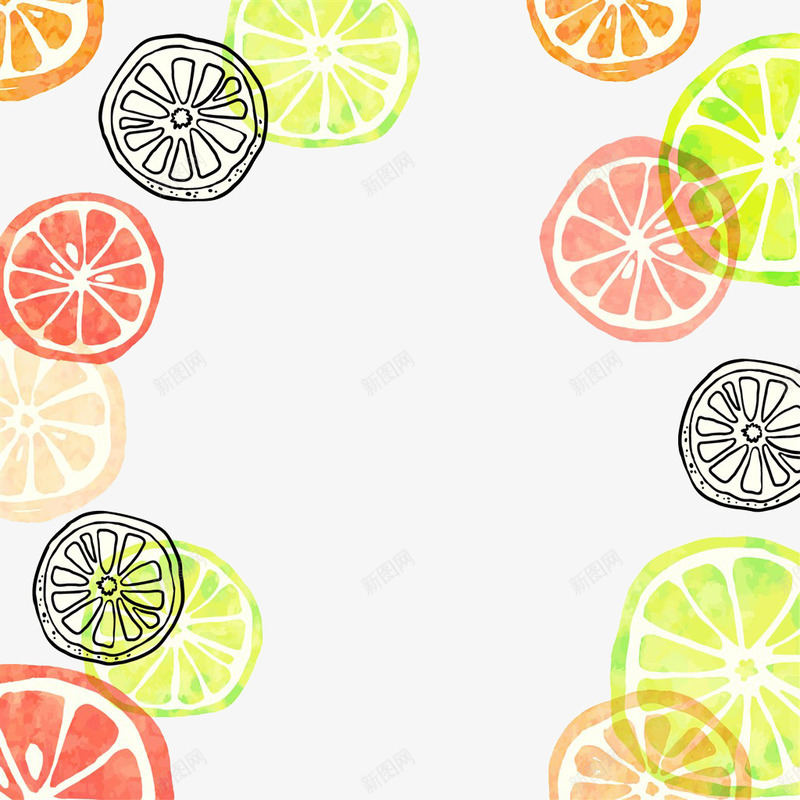 彩色橙子切片png免抠素材_新图网 https://ixintu.com 底纹 彩色 柠檬 橙子 花纹