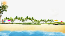 夏日沙滩椰树林游玩背景素材