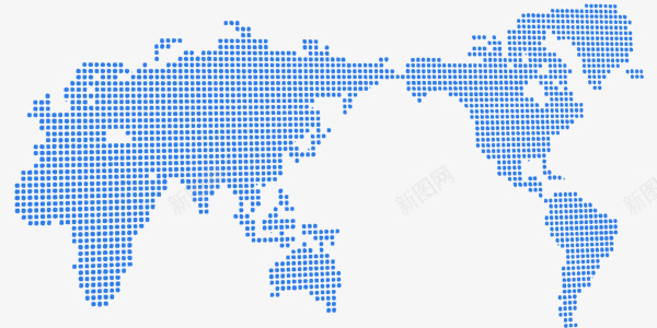 蓝色现代波点世界地图png免抠素材_新图网 https://ixintu.com 世界 地图 波点 现代 蓝色