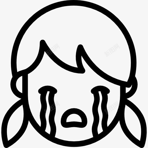 女孩哭了图标png_新图网 https://ixintu.com 人的脸 孩子 情感 童年的表达