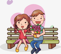 浪漫小情侣领证结婚卡通情侣高清图片