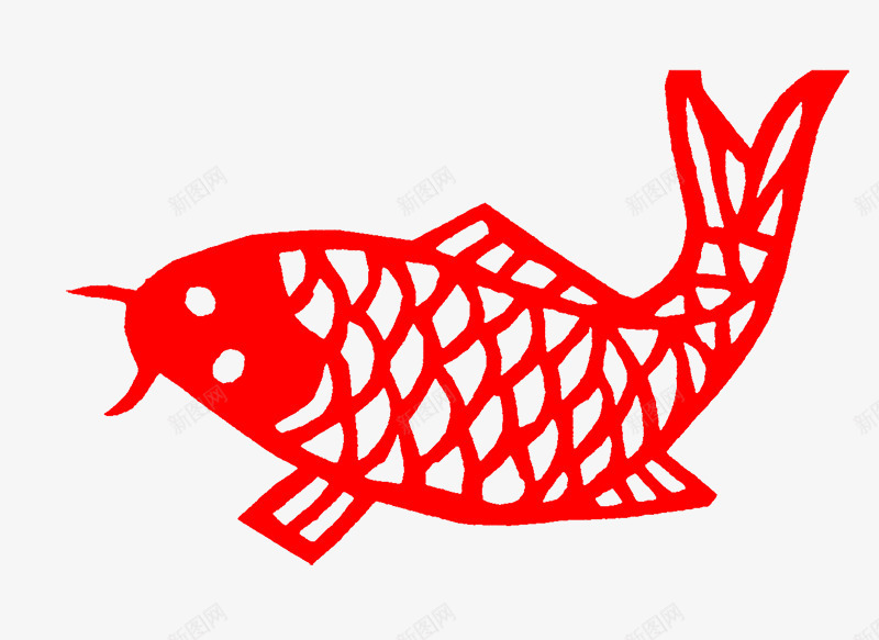 鲤鱼剪纸psd免抠素材_新图网 https://ixintu.com 中国艺术 传统 剪纸 红色 鲤鱼