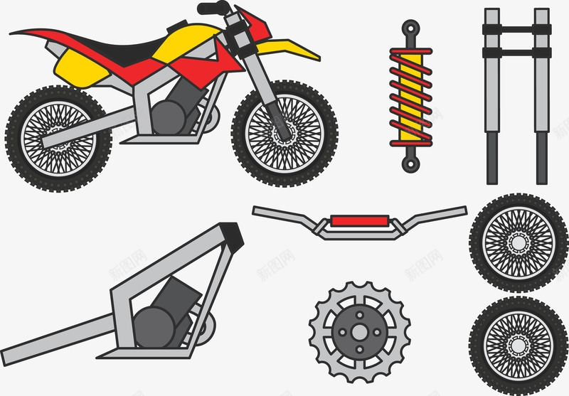 摩托车零件png免抠素材_新图网 https://ixintu.com 修理工具 摩托车 矢量PNG 轮胎 零件 齿轮