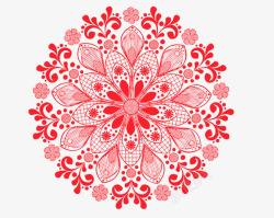 红色圆形花纹素材
