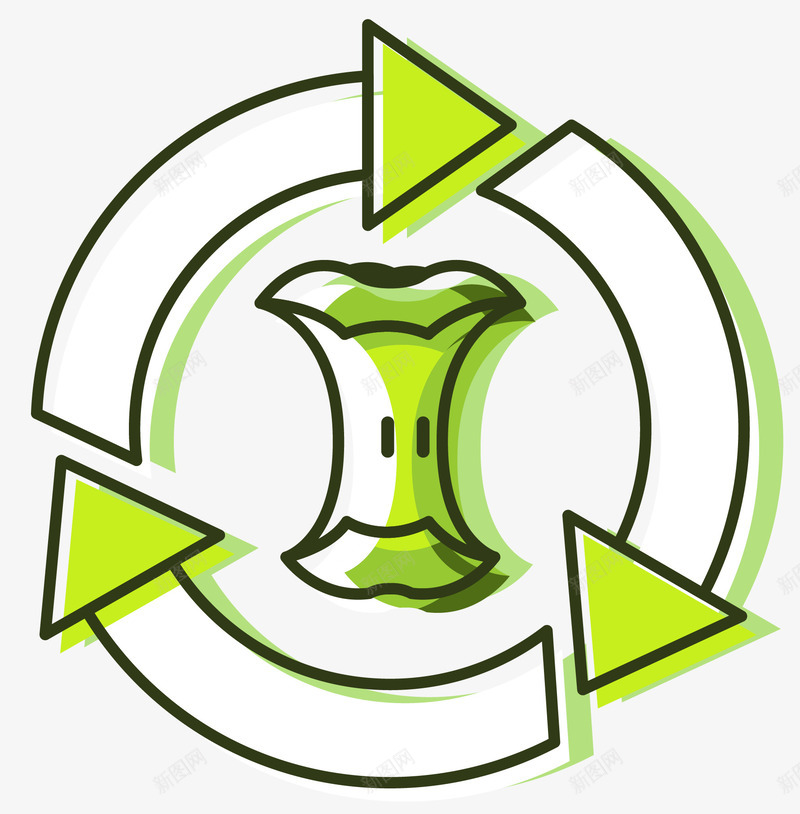 果核循环绿色使用png免抠素材_新图网 https://ixintu.com 保护绿色标志 果核 环保标志 矢量标志 绿色循环 绿色环保标志 绿色自然