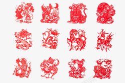 中国传统手工艺新年新春生肖动物剪纸高清图片