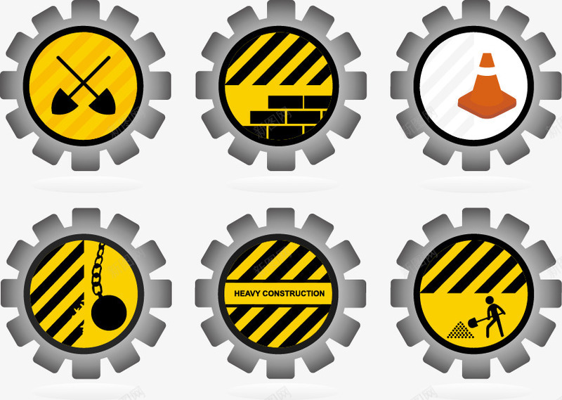 齿轮状建筑施工图标矢量图eps_新图网 https://ixintu.com 建筑施工 施工图标 齿轮 矢量图
