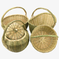 手提篮塑料篮子竹编菜篮子高清图片