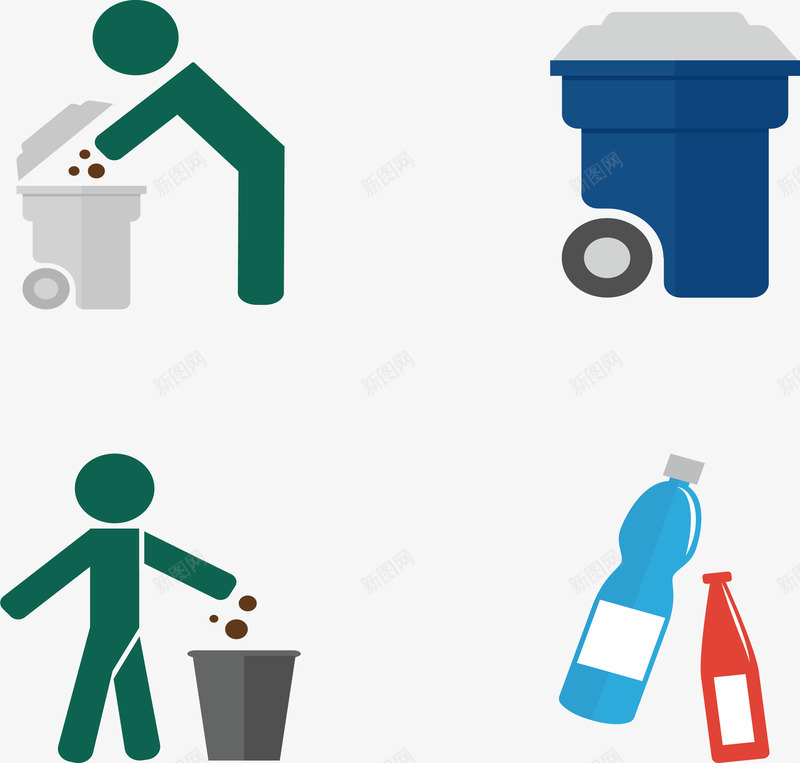 环保垃圾箱png免抠素材_新图网 https://ixintu.com 垃圾桶 垃圾箱 扔垃圾 环保 矢量素材
