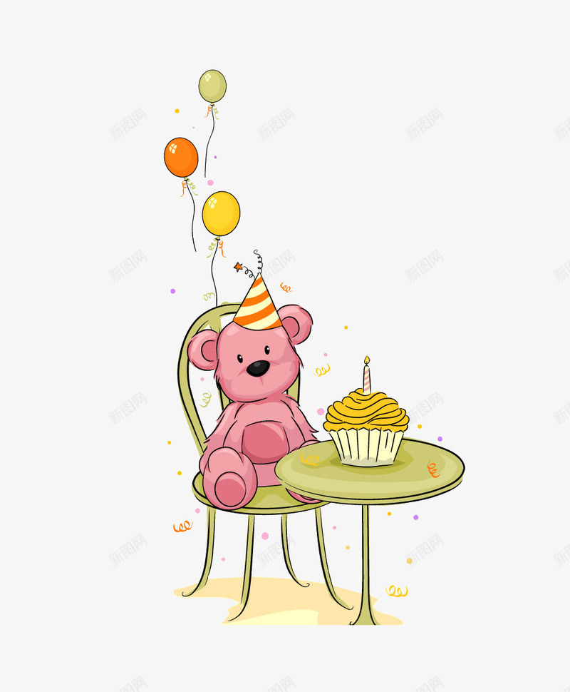小熊过生日png免抠素材_新图网 https://ixintu.com 卡通 小熊 气球 蛋糕