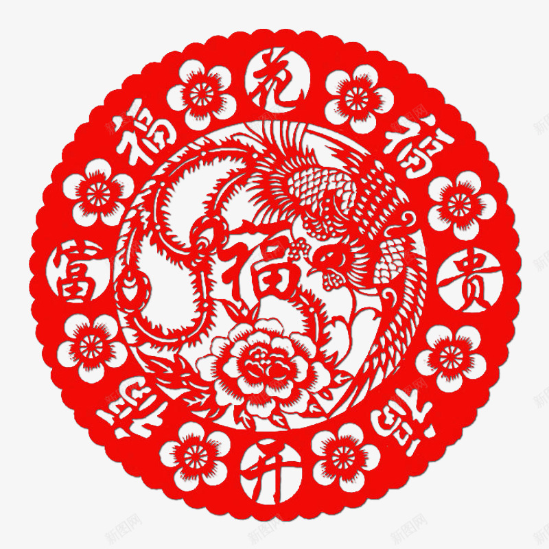 中国风红色花纹剪纸装饰png免抠素材_新图网 https://ixintu.com 中国风 剪纸 红色 花纹 装饰