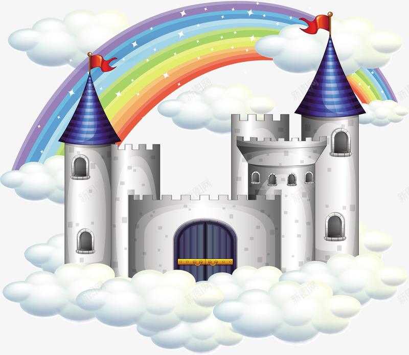 白色城堡矢量图eps免抠素材_新图网 https://ixintu.com 城堡 城堡建筑 彩虹 梦想屋 白色 白色城堡 矢量图 矢量城堡