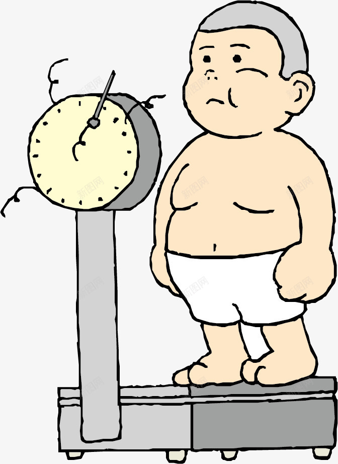 测体重的小男孩png免抠素材_新图网 https://ixintu.com 体重表 手绘 插画 胖孩子