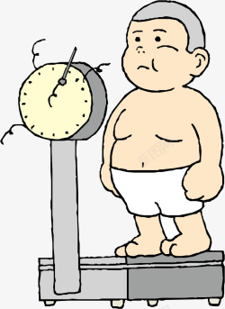 胖孩子测体重的小男孩高清图片