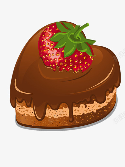 卡通草莓蛋糕png免抠素材_新图网 https://ixintu.com 巧克力 心形 甜食 生日蛋糕 红草莓 蛋糕
