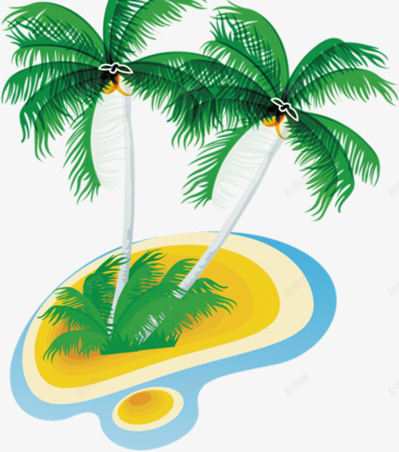 椰树夏日海滩png免抠素材_新图网 https://ixintu.com 夏日 椰树 海滩 素材