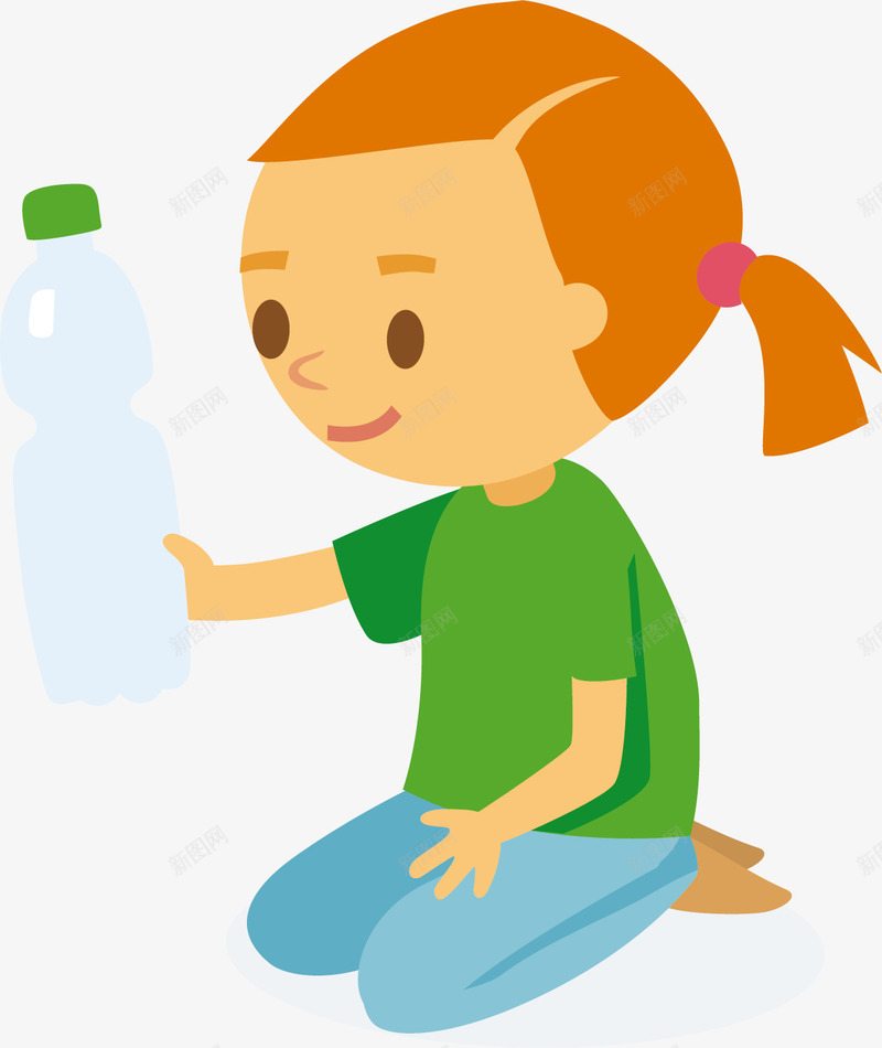 捡瓶子的女孩矢量图ai免抠素材_新图网 https://ixintu.com 创意 卡通 手拿饮料 手绘 水彩 环保 瓶子 矢量图 设计