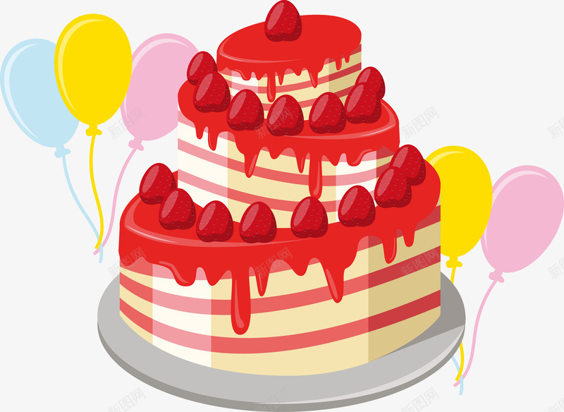 手绘多层蛋糕png免抠素材_新图网 https://ixintu.com 多层蛋糕 手绘 甜品 生日蛋糕 草莓蛋糕