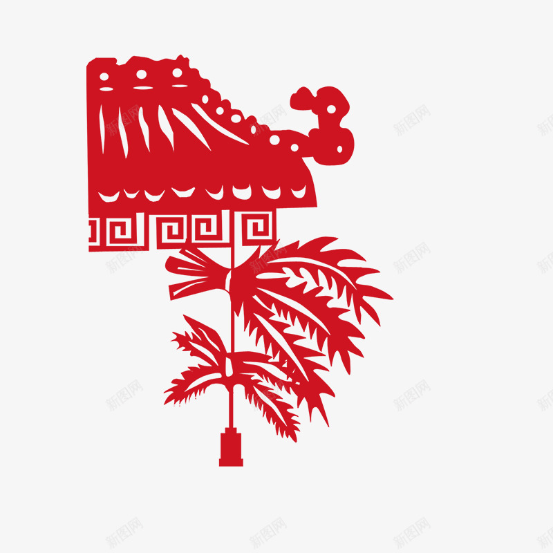 红色创意房屋建筑png免抠素材_新图网 https://ixintu.com 创意 剪纸 叶子 建筑 房屋 树叶 红色 纹理 装饰