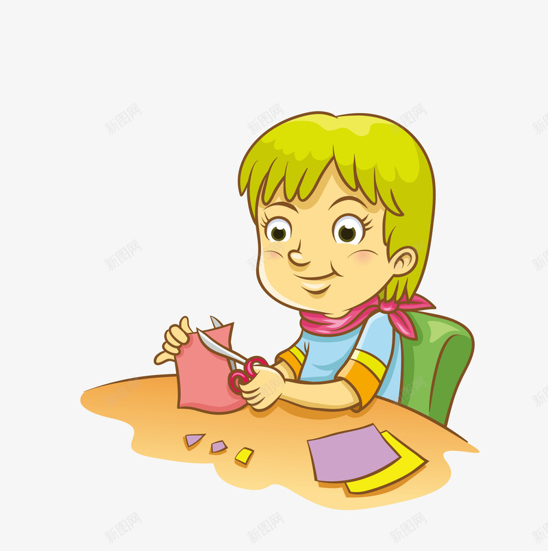剪纸png免抠素材_新图网 https://ixintu.com 人物 剪纸 动漫 卡通 可爱 女孩