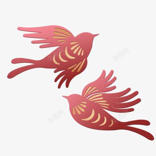 鸟剪纸红装饰1png免抠素材_新图网 https://ixintu.com 剪纸 红 装饰1 鸟
