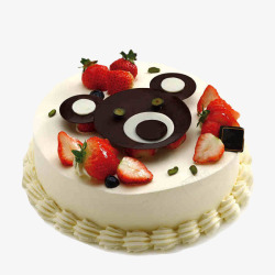 小熊摘草莓可爱小熊生日蛋糕高清图片