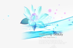 水中的蓝色莲花素材