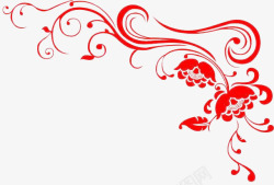莲花剪纸红色剪纸花纹高清图片
