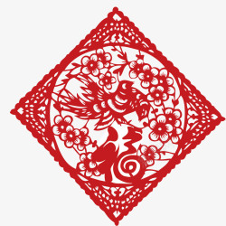 方形红色传统节日福字装饰剪纸高清图片