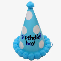 蓝色毛球小怪物蓝色生日帽高清图片