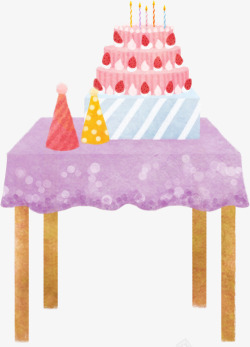 合成手绘水彩过生日蛋糕素材