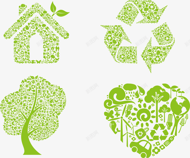 绿色生态环保创意图标png_新图网 https://ixintu.com 创意图标 图标设计 循环标志 生态 生态园 生态环保创意图标 绿色