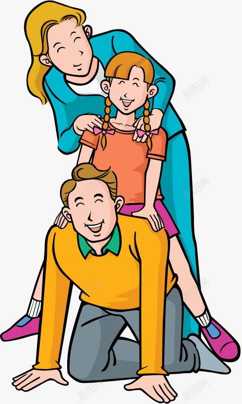 幸福的一家人png免抠素材_新图网 https://ixintu.com 卡通 孩子 幸福 开心 手绘 父母