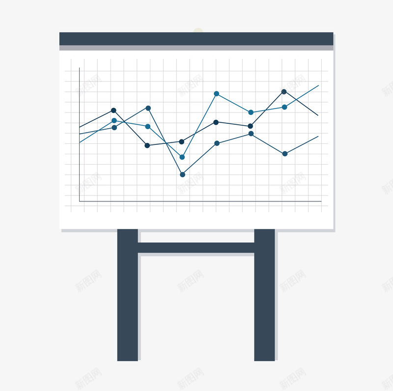 白板和线性图png免抠素材_新图网 https://ixintu.com 卡通 手绘 方格 架子 白色 线性图 黑板 黑色