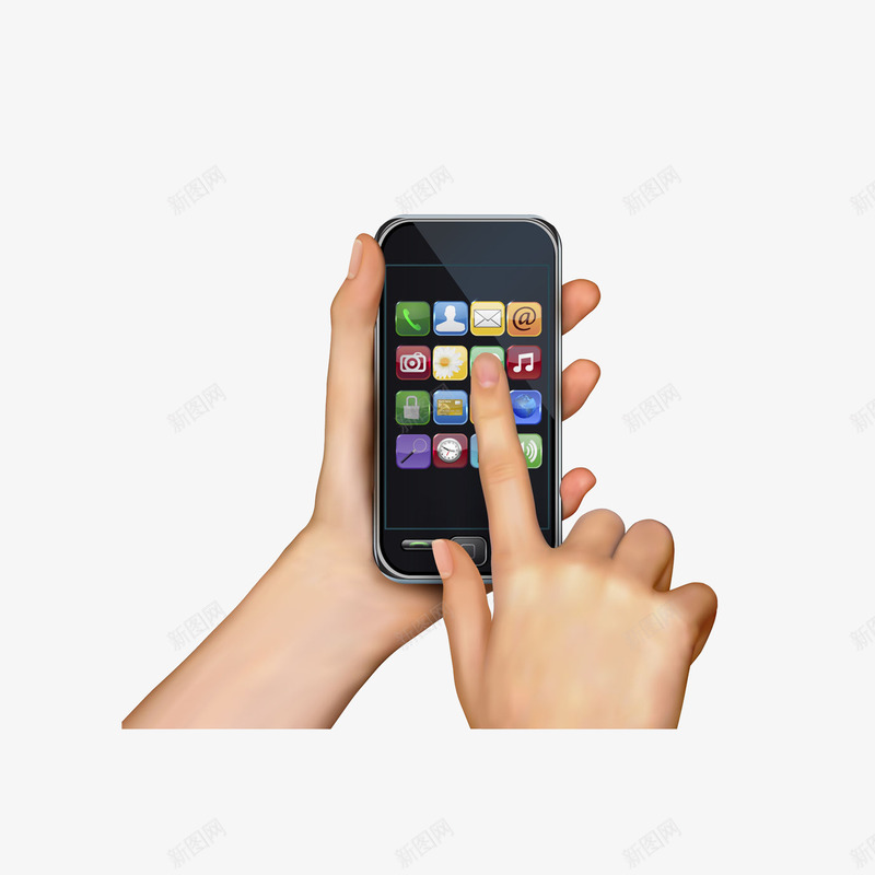 立体手指触碰手机png免抠素材_新图网 https://ixintu.com 手APP 手拿手机 手指触碰 立体效果 触碰手机
